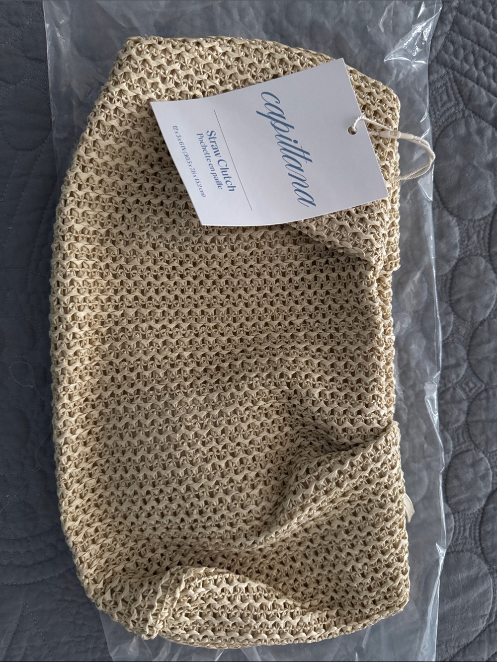 Capittana Cream Straw Clutch